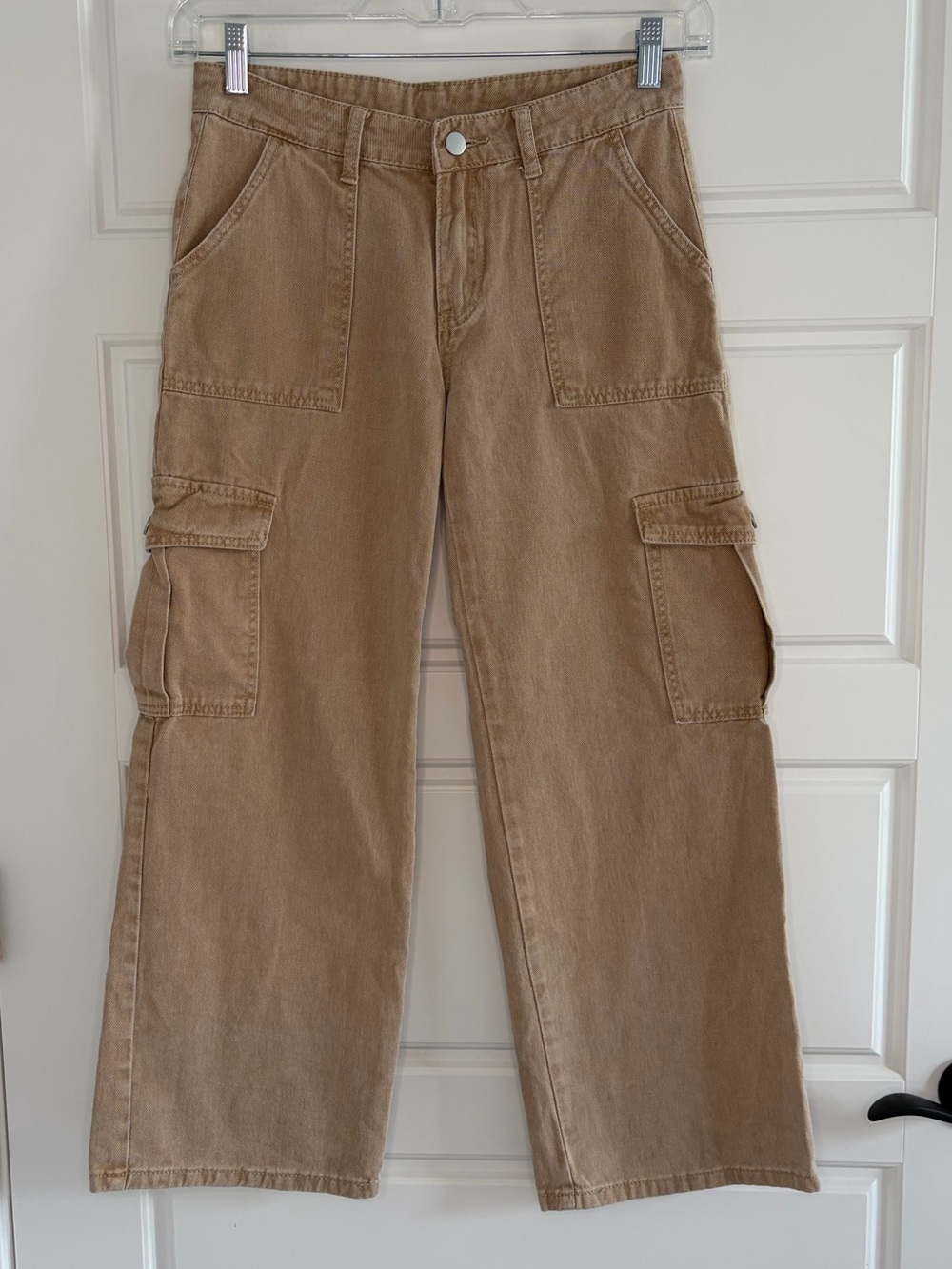 SHEIN Tan Wide Leg Cargo Jeans Size Petite Small Skater Grunge Neutral Nrw